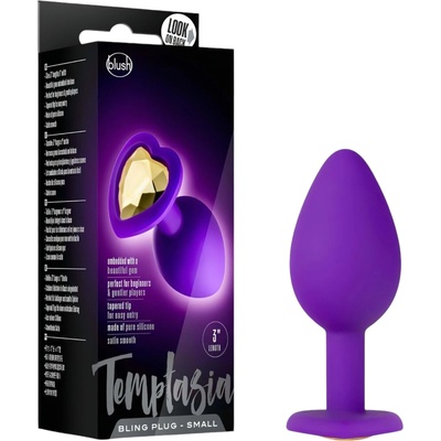 Temptasia S - златен камък, сърцевиден анален бътплъг (лилав) - малък