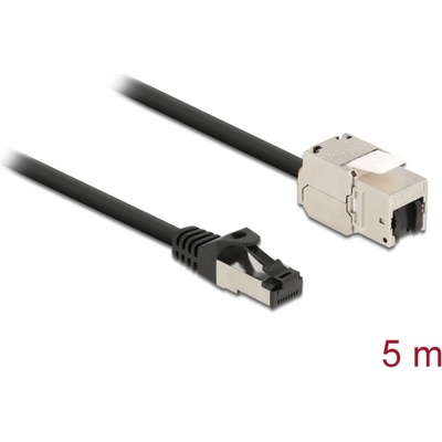 Delock Кабел RJ45 мъжки - Keystone модул RJ45 женски Cat. 6A, дължина 5 m, черен