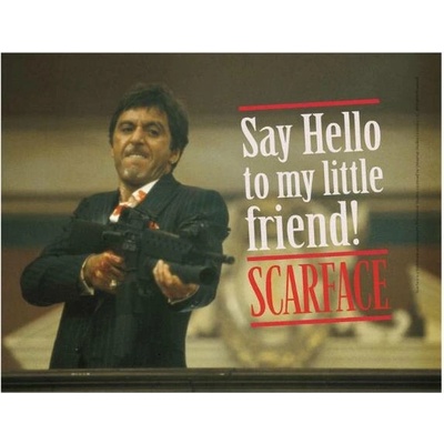 Skleněný plakát Scarface Say Hello 40x30cm