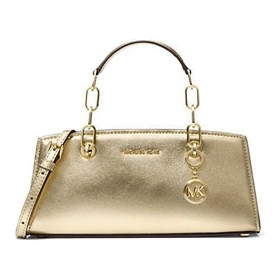 Michael Kors kožená kabelka Cynthia small metallic zlatá
