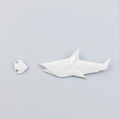 StehlikDesign brož Žralok + střední Ryba bílá 0149