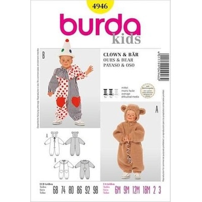 Střih Burda žlutý 4946 - dětský kostým klauna, medvěda