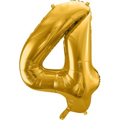 PartyDeco Foliový balón číslo 4, 86cm zlatý