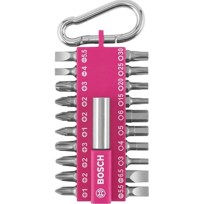 Bosch 21-dielna súprava skrutkovacích bitov s karabínkou (ružová, fuchsia) - 2 607 002 821