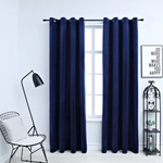 vidaXL Затъмняващи завеси с халки, 2 бр, кадифе, тъмносини, 140x245 см (134530)