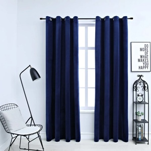 vidaXL Затъмняващи завеси с халки, 2 бр, кадифе, тъмносини, 140x245 см (134530)