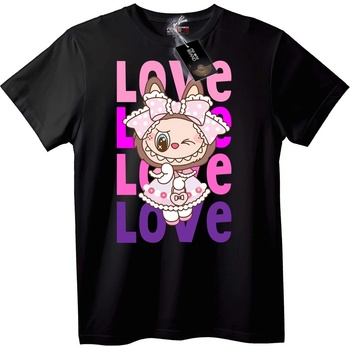 NOONEBRAND Тениска Сладка Любовна Котка - S, Black