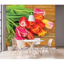 Malvis ® Tapeta Tulipány v teplých barvách, rozměry 144 x 105 cm