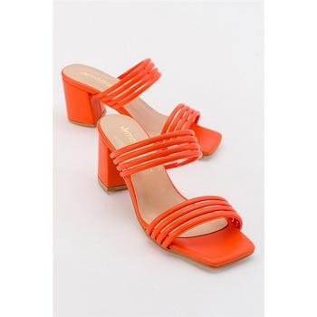 Moda Trend Дамски чехли с ток - Оранжеви #381875 (381875_Оранжев)