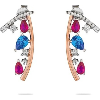 Image 1 of Swan Сребърни обици с позлата и цнетни цирконии JT277E Swan