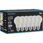 Mexen Vintis 6x LED нажежаема крушка E27, A60, 4W, неутрална - 4000K, 470 lm, прозрачна (L150-E27-0440-00x06)
