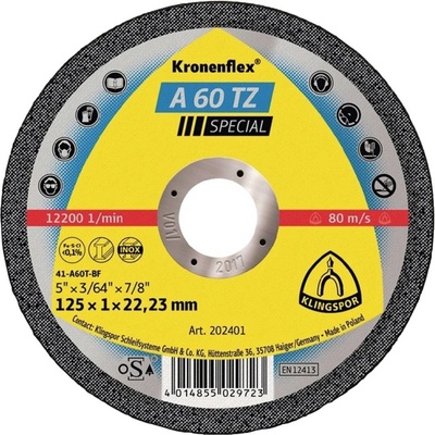 Klingspor A 60 TZ Special rezný kotúč rovný 125 mm 202401 25 ks