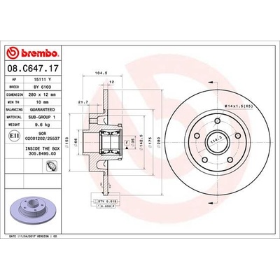 BREMBO Brzdový kotúč 08.C647.17