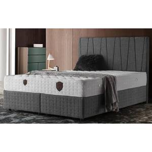  Бокспринг легло Comfort с матрак 150/200 см, Тъмносив, Повдигащ механизъм, Подматрачна рамка