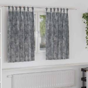 Pure Line Home Кадифени завеси в цвят тъмносив с текстилни гайки (уши), 2 бр. , 140 x 140 см