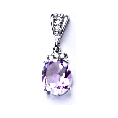 Čištín Stříbrný přívěsek,přírodní ametyst světlý,čiré zirkony P 1497