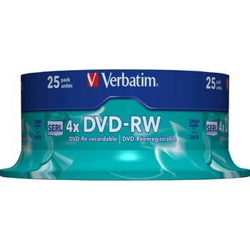 Verbatim DVD-RW 4,7GB 4x, cake box 25ks (43639)