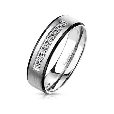 Spikes USA ocelový prsten se zirkony šíře OPR0110 6