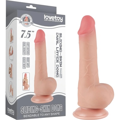 Lovetoy Sliding-Skin - дилдо с тестиси - двуслоен - 20 см - натурален