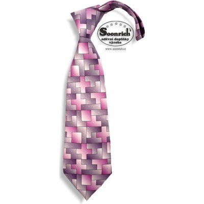 Soonrich kravata fialová tetris kor058