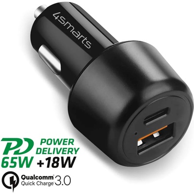 4smarts VoltRoad Ultimate 83W with QC 3.0 and PD - зарядно за кола с USB-A и USB-C изходи и с технологии за бързо зареждане (черен)