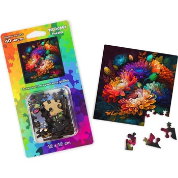 WoodMix Puzzles Дървен пъзел WoodMix, Цветя, 40 части - Астри (WM-P40-0003)