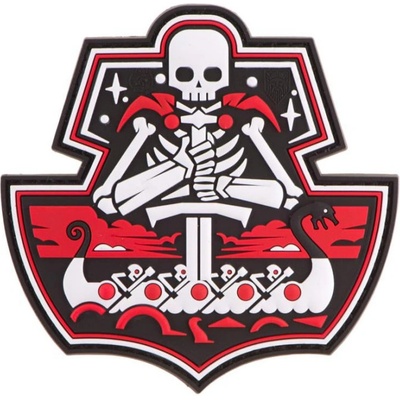 Gumová nášivka Jackets to Go Ghost Ship Skull - bílá-červená