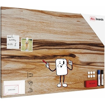 ALLboards Magnetická tabuľa METALboards, EXOTICKÉ DREVO 90 x 60 cm MB96_00112