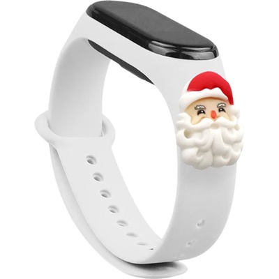 HQWear Резервна силиконова каишка Strap Xmas за Xiaomi Mi Band 4/Mi Band 3, Бял-Дядо Коледа (KXG0022243)