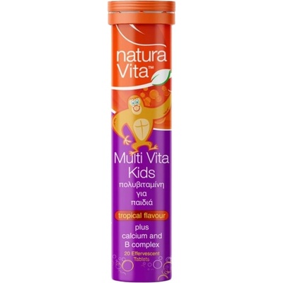Natura Vita Multi Vita Kids plus Calcium & B Complex [20 ефервесцентни таблетки] Тропически Плодове