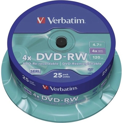 Verbatim DVD-RW 4,7GB 4x, cake box 25ks (43639) – Zboží Živě