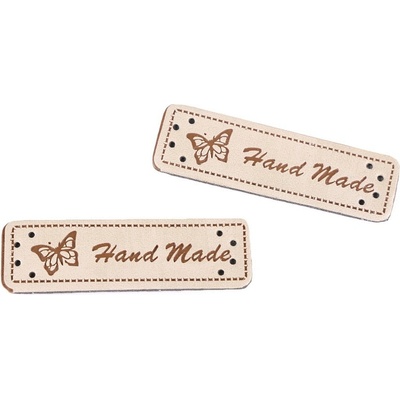 Eko kůže cedulka HAND MADE 15x50mm béžová – Hledejceny.cz