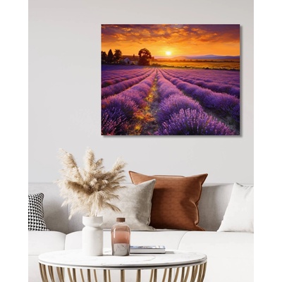 ZUTY Obrazy na stenu - Západ slnka nad levanduľovou lúkou Rámovanie: vypnuté plátno na rám, Rozmer: 40x50 cm