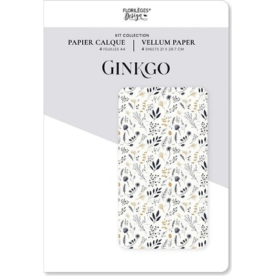 FLORILÉGES DESIGN Sada vellumových papírů A4 - Ginkgo / 4 ks