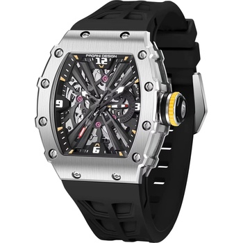 Pagani Design Мъжки часовник Pagani Design NULL EX, Сребрист / Черен (PD-1738-BLACK-SILVER)
