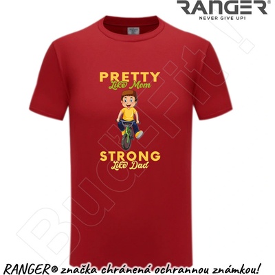 Ranger tričko motív Strong Like Dad červená