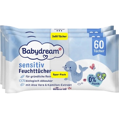 Babydream Vlhčené ubrousky s Aloe vera 180 ks