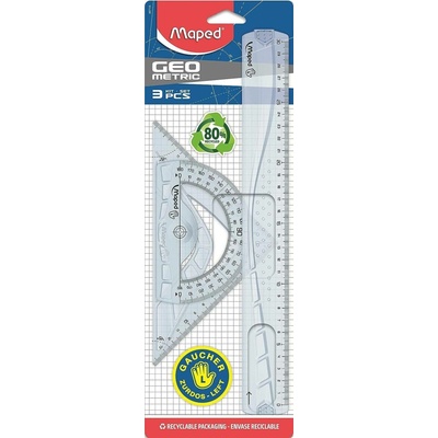 Maped Sada pravítek Geometric Maxi 3dílná pro leváky čiré 897118