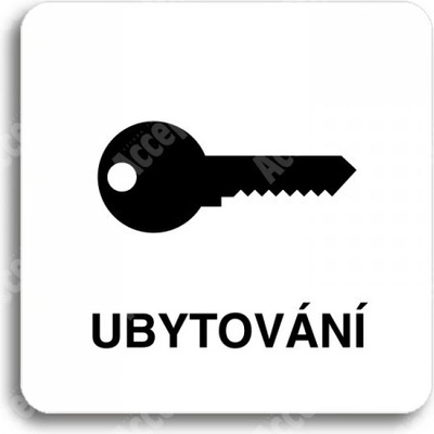 ACCEPT Piktogram ubytování - bílá tabulka - černý tisk bez rámečku