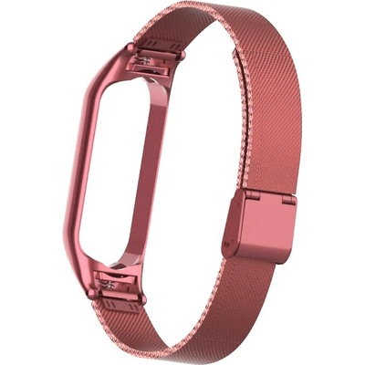 Deveroux Ocelový milánský řemínek pro MiBand 5, easy click - Červený DEV0009