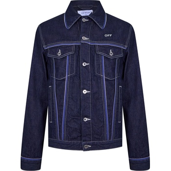 Image 1 of OFF WHITE Яке OFF WHITE Men's Zip Embellished Denim Jacket - Sierra Leone