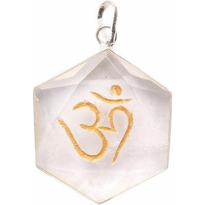 Nefertitis Křišťál přívěsek hexagram se symbolem Óm NF4655 2