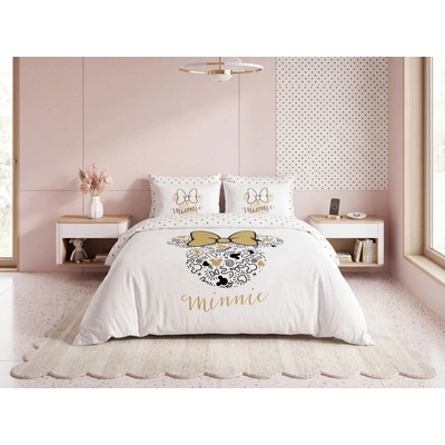 Textilomanie obliečky MINNIE GOLD biele 70x90 140x200