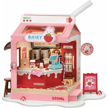 Robotime miniatúra domčeka Mliečny bar Strawberry