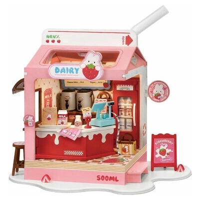 Robotime miniatúra domčeka Mliečny bar Strawberry