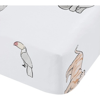 Bianca Бял еластичен памучен детски чаршаф за детско креватче 70x140 cm Zoo Animals - Bianca (BD/55654/R/TFD/PAT)