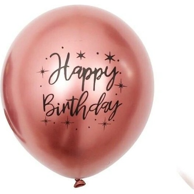 Balónek metalický rose-gold Happy Birthday 30 cm