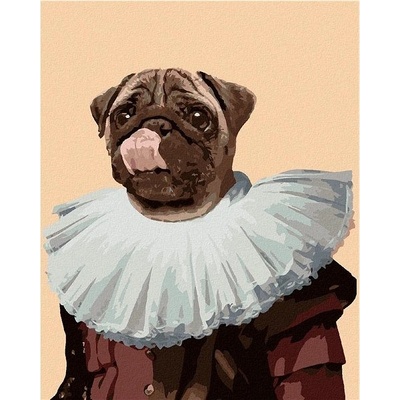 Zuty Malování podle čísel Královský pes mops 80 x 100 cm bez rámu a bez vypnutí plátna