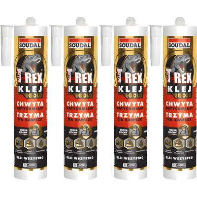 4 x Montážní lepidlo T-REX gold strong SOUDAL 290 ml Bílá Silné Univerzální