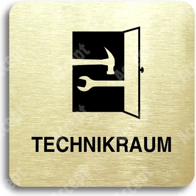 ACCEPT Piktogram technikraum - zlatá tabulka - černý tisk bez rámečku